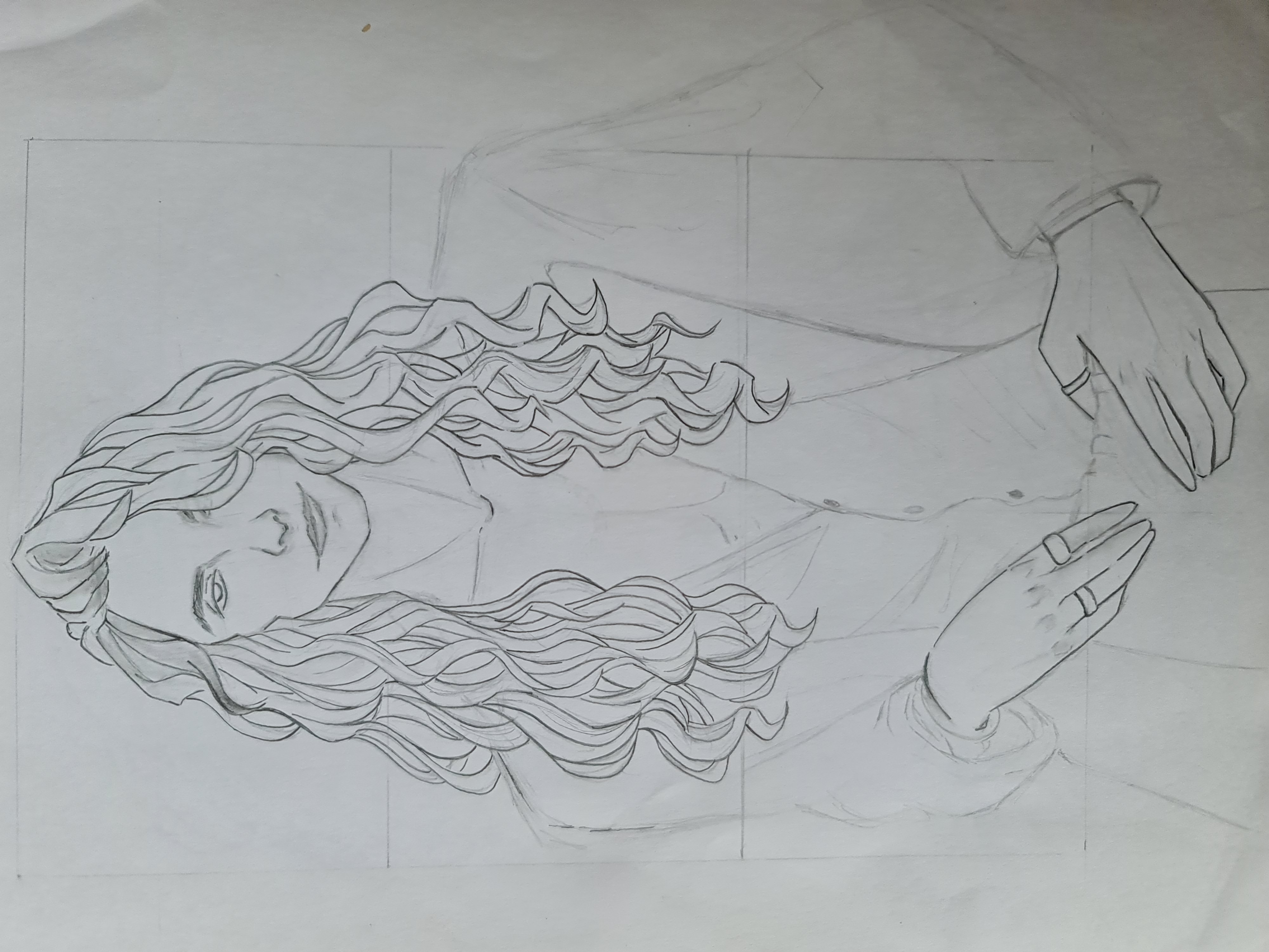 drawing pencil sketch draw curly long hair man